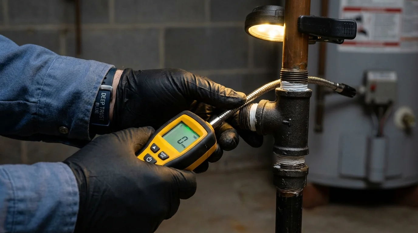 Gas leak detection with electronic sniffer by Johns Plumbing LLC in Greensburg