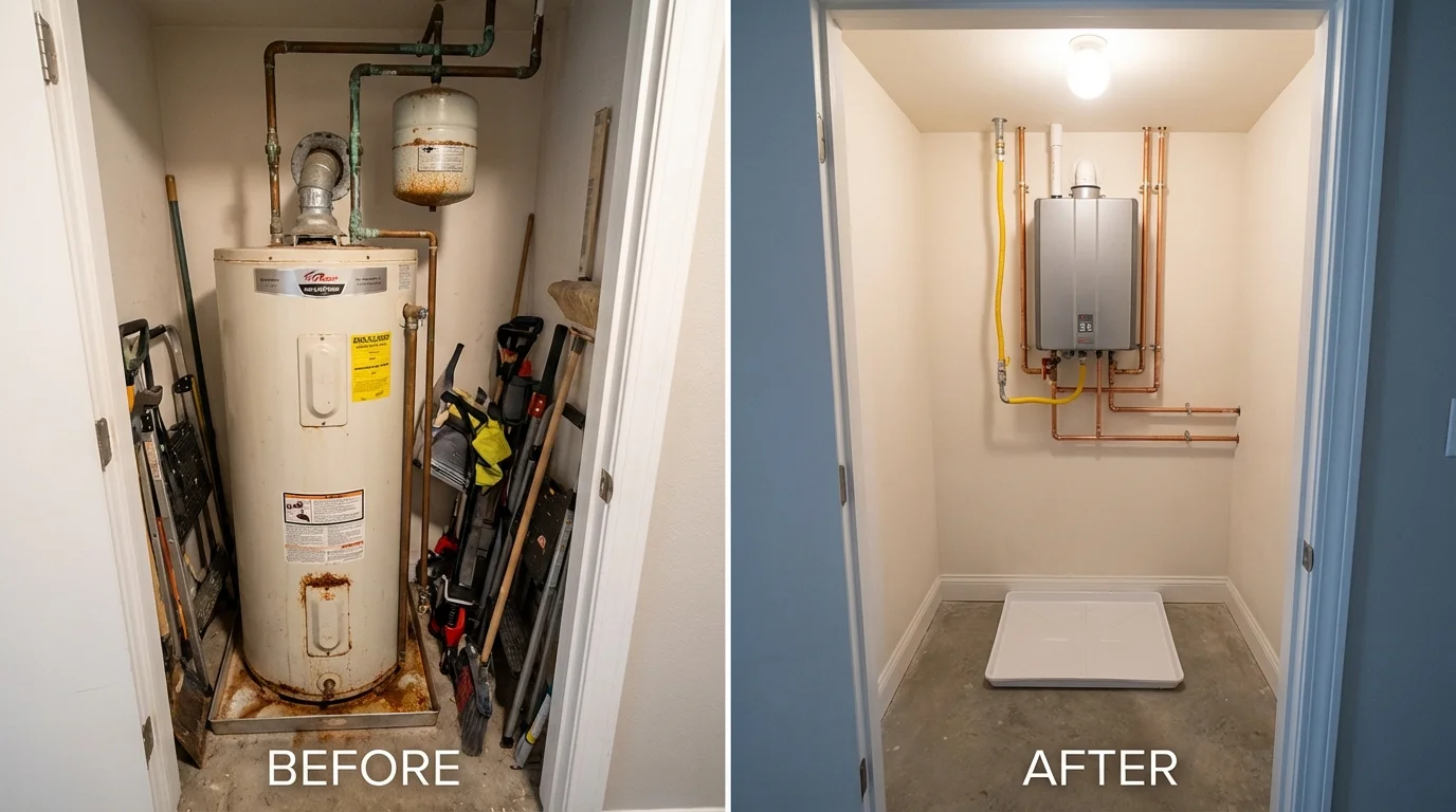 Tank water heater versus wall-mounted tankless unit comparison for Greensburg, LA homeowners