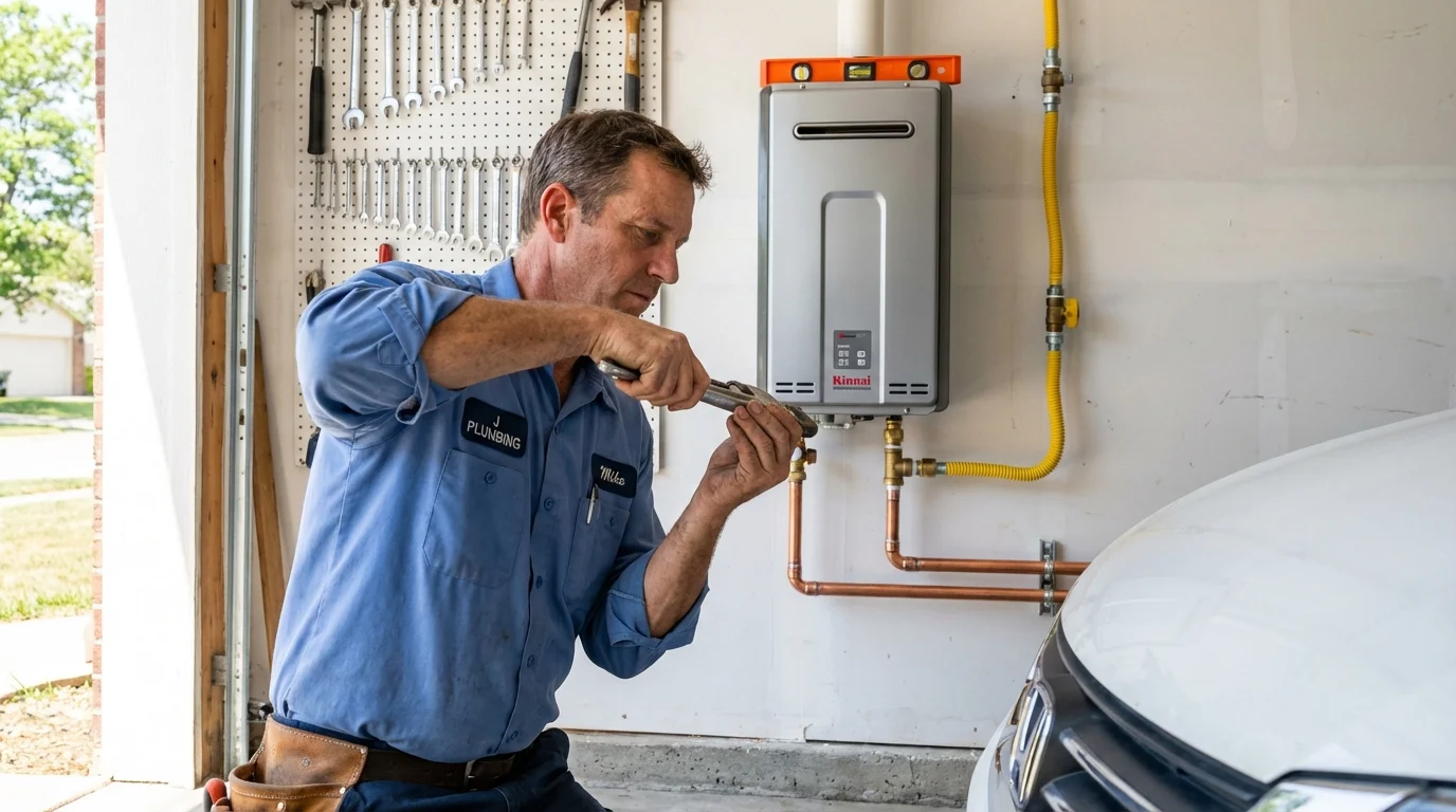 Tankless water heater installation by a Johns Plumbing LLC plumber in Greensburg